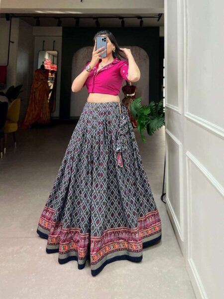 Women's Printed Ethnic Lehenga Choli Set with Embroidered Blouse | Stylish Festive Wear